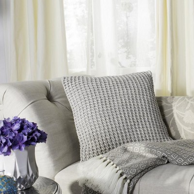 Haven 20" Gray and Beige Cotton Knit Pillow