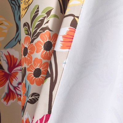 Dolores Neutral Multi Floral Bird Print Blackout Curtains, 84" x 52"
