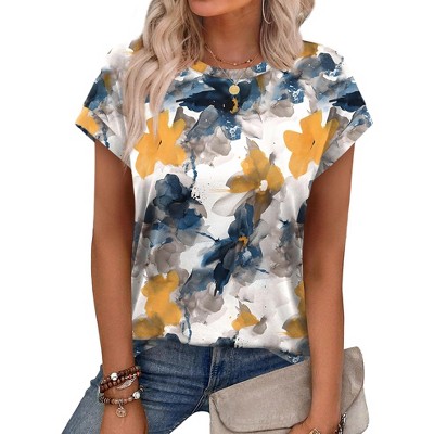 売れ筋商品|||ゲス カットソー トップス レディース Women's Cotton 4G Hotfix Short-Sleeve Crewneck Tee Nimbus Blue Women's Short Sleeve Sweater Tops 2025 Spring Summer Trendy