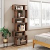 Costway 6-tier Storage Bookshelf S-shaped Geometric Bookcase with Anti-toppling Kits Brown/Black/White - 4 of 4
