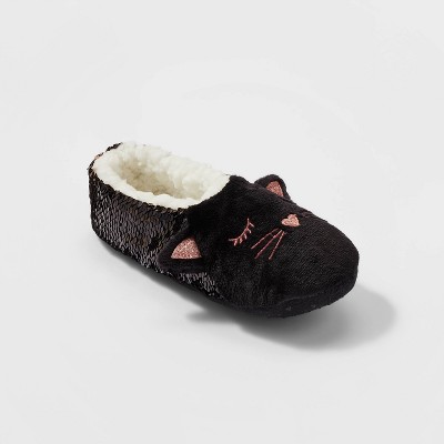 black sequin slippers