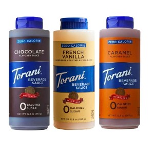 Torani Zero Calorie Beverage Sauce Bundle – Caramel, Chocolate & French Vanilla (12.8 fl oz each) (Pack of 3) - 1 of 4