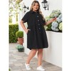 INSPIRE CHIC Women's Denim Short Sleeve Button Down Turndown Collar Babydoll Shirt Dresses - 3 of 4