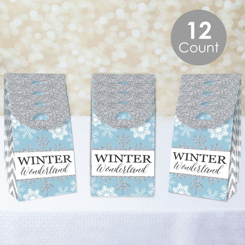 Big Dot of Happiness Winter Wonderland - Snowflake Holiday and Winter Wedding Gift Favor Bags - Party Goodie Boxes - Set of 12, 2 of 9
