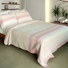 Slickblue Full/Queen Cotton Quilt Set 3PC — Floral Pattern Vermicelli Quilted Bedding with 2 Shams - 2 of 4