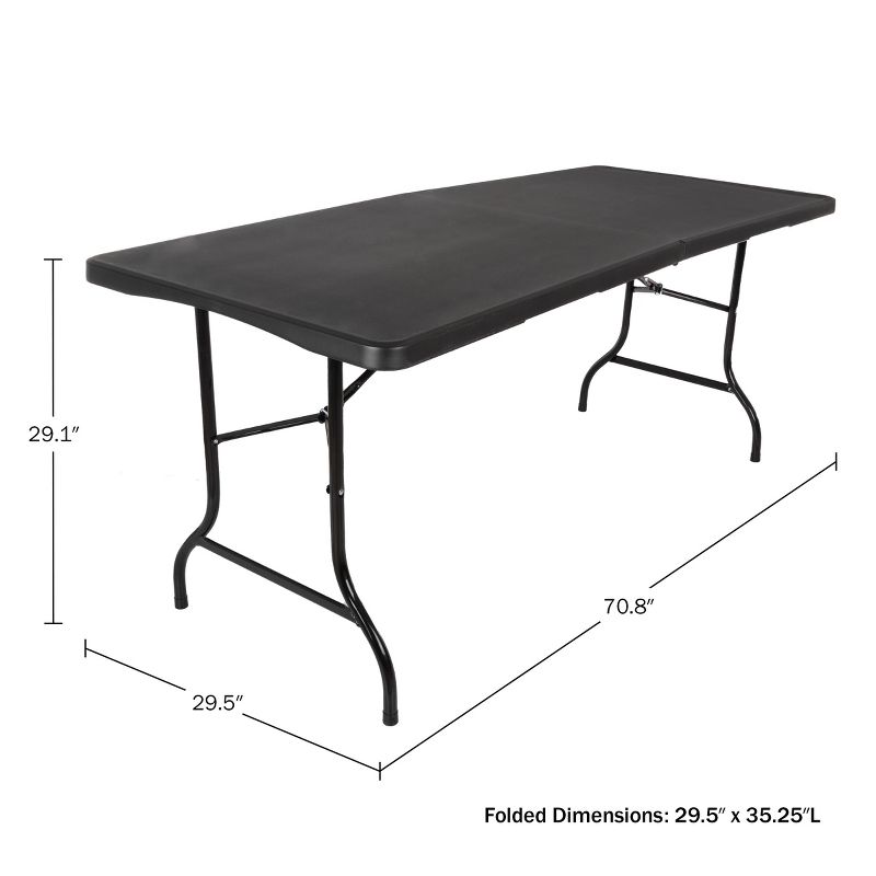 Hasting Home Adjustable Folding Table - Plastic Utility Tabletop, 3 of 12