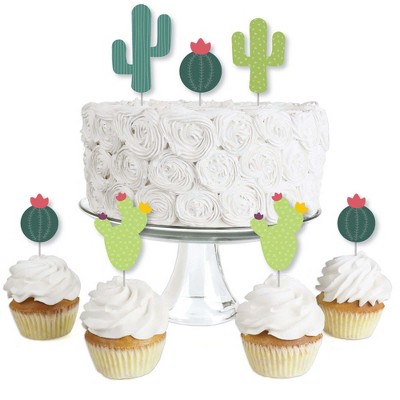 Big Dot of Happiness Prickly Cactus Party - Dessert Cupcake Toppers - Fiesta Party or Fiesta Birthday Party Clear Treat Picks - Set of 24