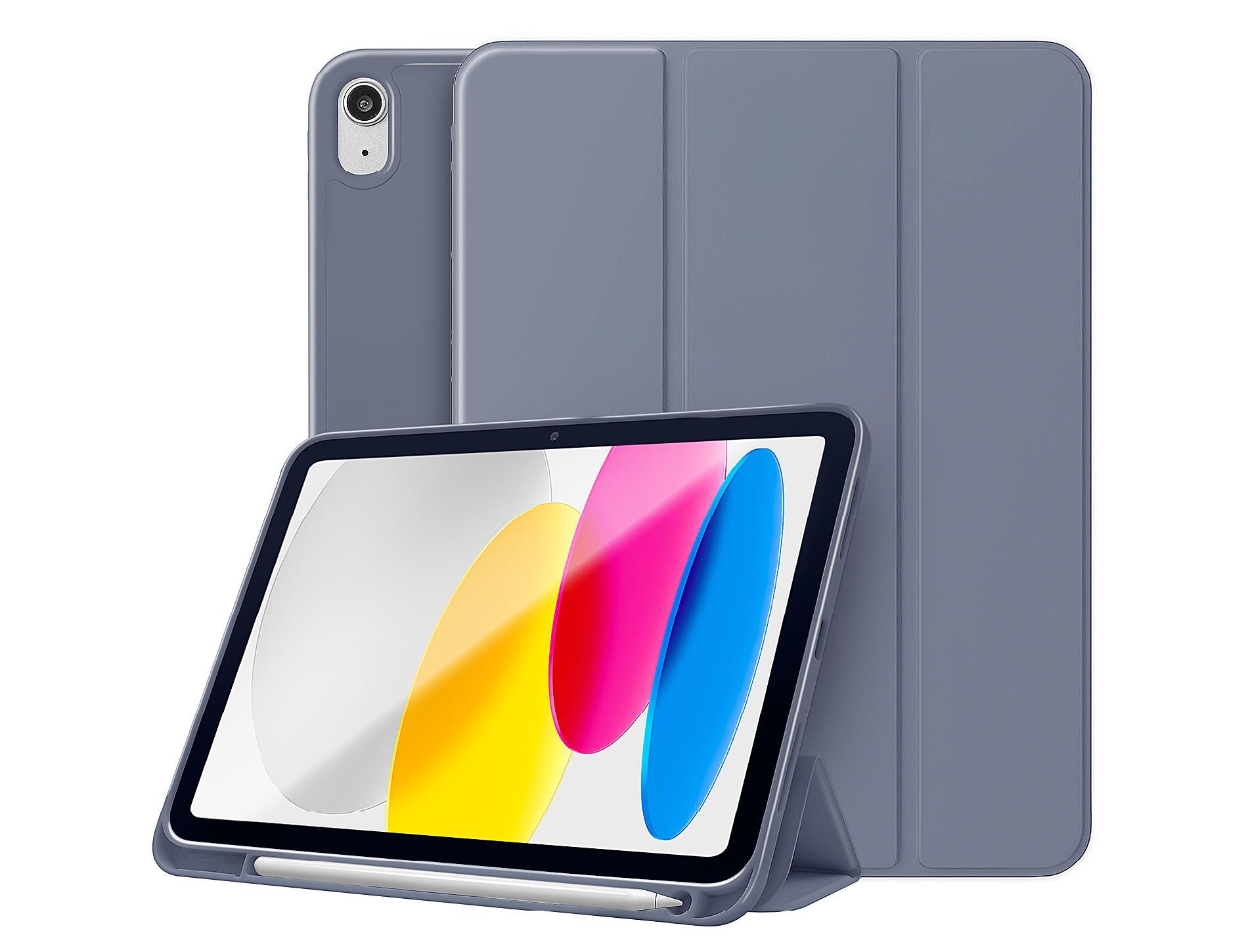 Vena For Apple iPad A16 Case, iPad 10th Generation Case Trifold Stand, iPad 11th Generation Case Pencil Holder, Slim Stand Protective Cover, Gray