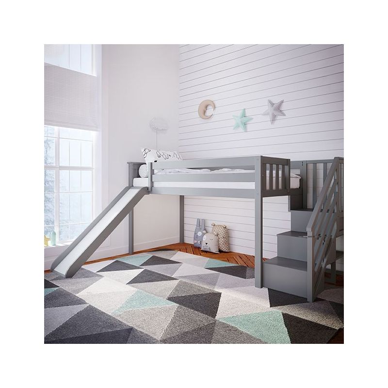 Max & Lily Twin Low Loft Bed with Stairs and Slide, 3 of 7