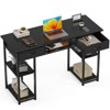CAVINAS Home Office Desk Modern Writing Desk with 2 Storage Drawers, 5 Storage Shelves for Study and Work - 3 of 4