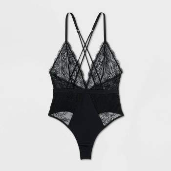 Women's Deep-V Unlined Lace Lingerie Bodysuit - Auden™