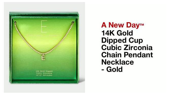 14K Gold Dipped Cup Cubic Zirconia Chain Pendant Necklace - A New Day™ Gold, 2 of 5, play video