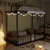 KTMBDW Twin/Full Size Montessori Floor Bed, Metal House Bed Frame for Kids, Montessori Floor Beds with Fence, Canopy Platform Bed - 3 of 4