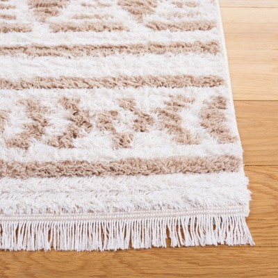 Beige and Ivory Flat Woven Geometric Area Rug
