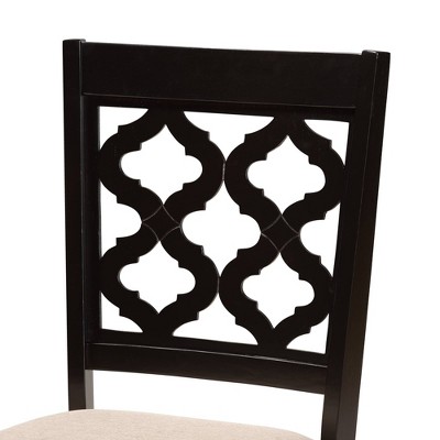Ramiro Sand Upholstered & Dark Brown Wood Dining Chair Set
