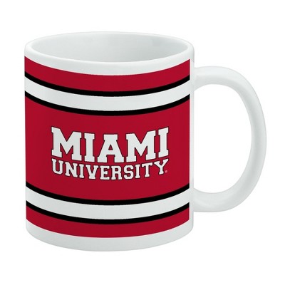Miami University Stripes Ceramic Coffee Mug Novelty Gift Mugs for Coffee Tea and Hot Drinks 11oz White