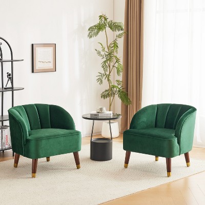 Christopher Knight Home Connor Contemporary Barrel Club Chair with Wooden Legs, 28" x 28"（Set of 2)