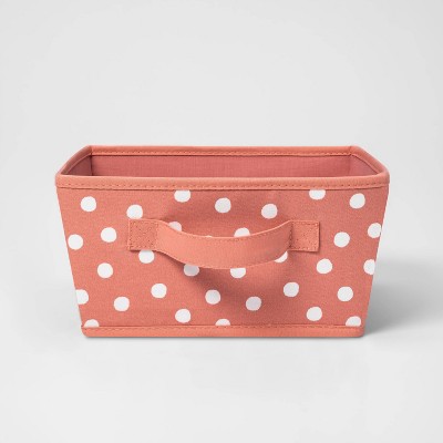 Small Canvas Dot Kids' Bin Rose Pink - Pillowfort™: Square Storage Basket, Polyester, 10.5"x10.5"