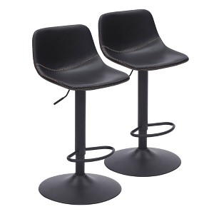 AZL1 Life Concept Dining Sets Adjustable Bar Stools Set of 2 with Back Support, Black Bracket for Kitchen Island, Black, 16.9"*14.2"*33.8" - 1 of 4