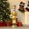 LuxenHome Lighted Nutcracker Gold Soldier with Silver Wreath, Battery Operated Xmas Decoration - 2 of 4
