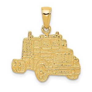 Black Bow Jewelry 14k Yellow Gold Semi Truck Cab Pendant - 1 of 4