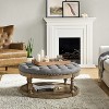 Illyria 36" Wide Transitional Tufted Round Cocktail Ottoman with Storage and Nailhead Trims for Bedroom and Living Room | ARTFUL LIVING DESIGN - image 2 of 4