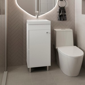 Gulches Freestanding Bathroom Vanity with One Door, Two Shelves, Sink Base Cabinet, White - 1 of 4