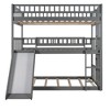 Full-Over-Full-Over-Full Triple Bed with Built-in Ladder and Slide , Triple Bunk Bed with Guardrails, Gray - 4 of 4
