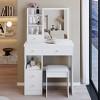 Syemin Vanity Tables Large Vanity Desk with Sliding Mirror, Fashionable Makeup Table, Large Capacity Dressing Table, White, 29.2"*12.6"*50.4" - 2 of 4