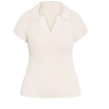 Women's Plus Size Cali Collar Sweater - buff | AVENUE