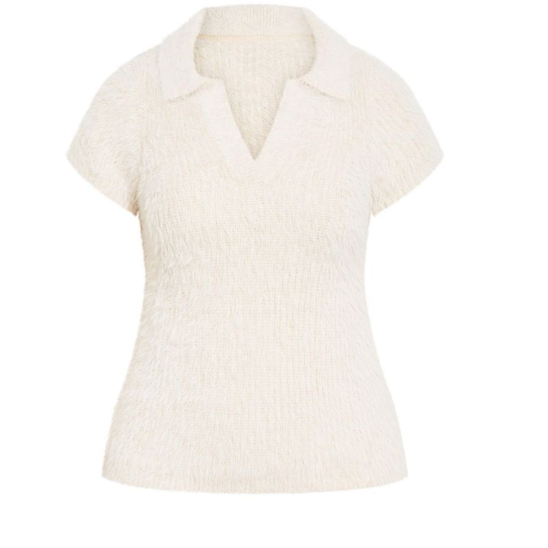 Women's Plus Size Cali Collar Sweater - buff | AVENUE, 1 of 8