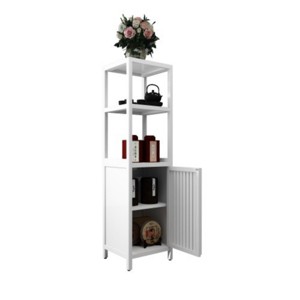 Syemin Decorative Storage Cabinets Bamboo Storage Cabinet Furniture, Accent Cabinet With Shelves, Collectibles Display Case, White, 14.09"*12.99"*52" - 1 of 4