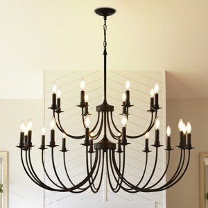 Baoure 52-Light Black Farmhouse Chandeliers, 71-in Vintage Candle Large Chandelier for Entryway Kitchen Island Foyer - 1 of 4