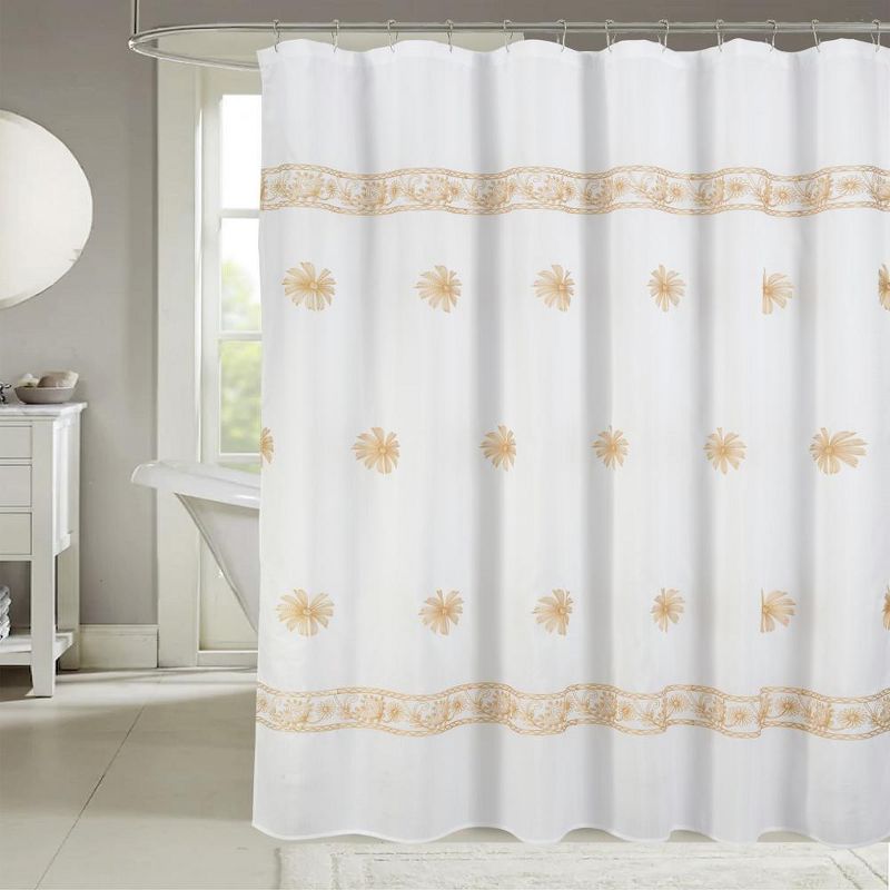 RT Designers Collection Bianca Embroidered Stylish Shower Curtain 70" x 72" Yellow, 1 of 5