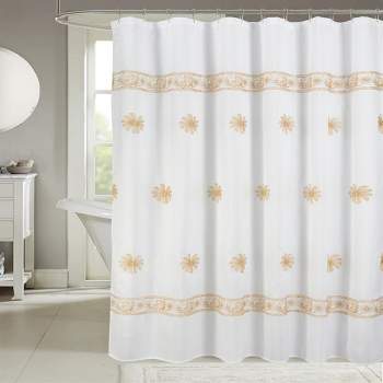 RT Designers Collection Bianca Embroidered Stylish Shower Curtain 70" x 72" Yellow