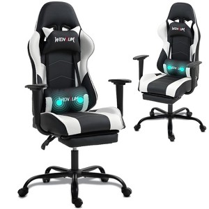 Bosmiller Reclining Gaming Chair with Footrest, Massage Racing Office Chair, PU Leather Computer Desk Chair with Head Pillow for Adults - 1 of 4
