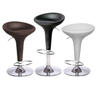 Alpha "Leather" Contemporary Bombo Style Adjustable Barstool