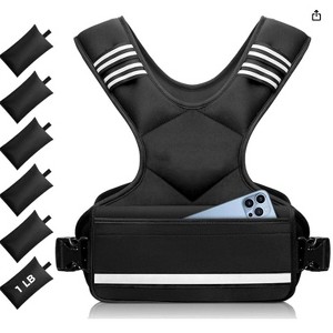 Attop Adjustable Weighted Vest 4-10lb/12-18lb/20-32lb Unisex with 6 Weights & Large Pocket for Home Workout Running Walking Strength Training, Black - 1 of 4
