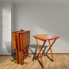 Vynxaria Folding Tables - 4-Piece Snack Tray Set with Storage Rack, Honey Finish - 3 of 4