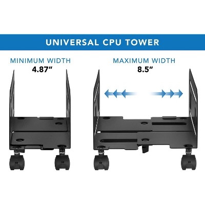 Adjustable Black Steel CPU Cart with Wheels