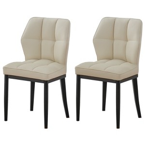 Bekrvio Mid Century Modern Dining Chairs, Upholstered Leather Armless Chairs with Checkered Pattern Back, for Kitchen & Dining Room - 1 of 4