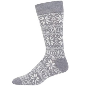 Memoi Men's Snowflake Luxuriously Soft Cashmere Blend Crew Socks - 1 of 4