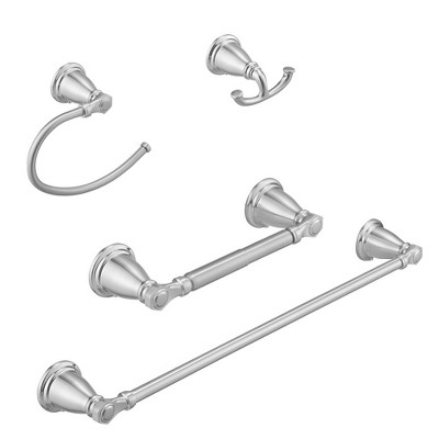 BWE 4-Piece Bath Hardware Set with Towel Bar Hand Towel Holder Toilet Paper Holder Towel Hook Square