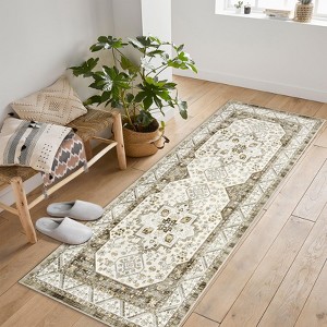 coucheta Multi-size Washable Area Rug, Vintage Floral Soft Low-Pile Durable Carpet with Non-Slip Backing, for Living Room, Bedroom, Dining Room - 1 of 4