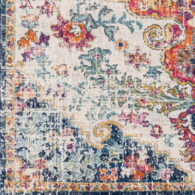 Sandhya Blue and Multicolor Synthetic Rectangular Area Rug