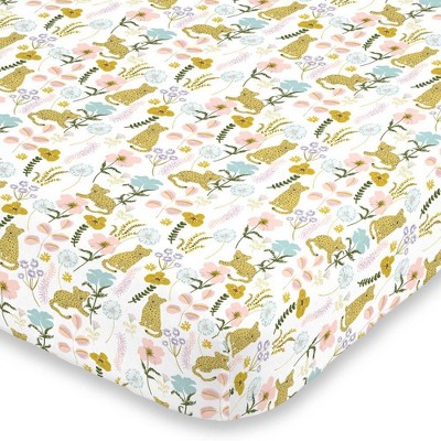 NoJo Cheetah Flower Mini Crib Sheet