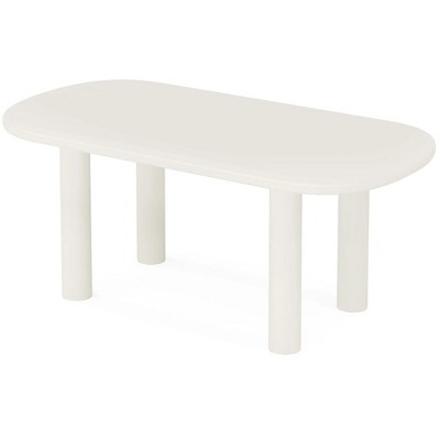 Resenkos Dining Table, Living Room Table,Wood Dining Table, 63" Modern Oval Kitchen Table for 4-6 People,White