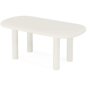 Resenkos Dining Table, Living Room Table,Wood Dining Table, 63" Modern Oval Kitchen Table for 4-6 People,White - 1 of 1