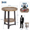 Round End Table, 19.69 in Wood Tabletop & Black Metal Frame, 2-Tier Side Table for Living Room, Bedroom - 3 of 4