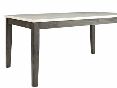 64" Gray Oak and White Marble Rectangular Dining Table